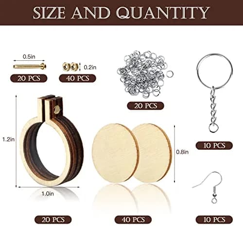 ZOCONE 20 Pack Mini Embroidery Hoops with Accessories | DIY Necklace Pendant & Keychain Craft thumbnail 2