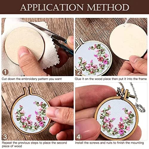 ZOCONE 20 Pack Mini Embroidery Hoops with Accessories | DIY Necklace Pendant & Keychain Craft thumbnail 3