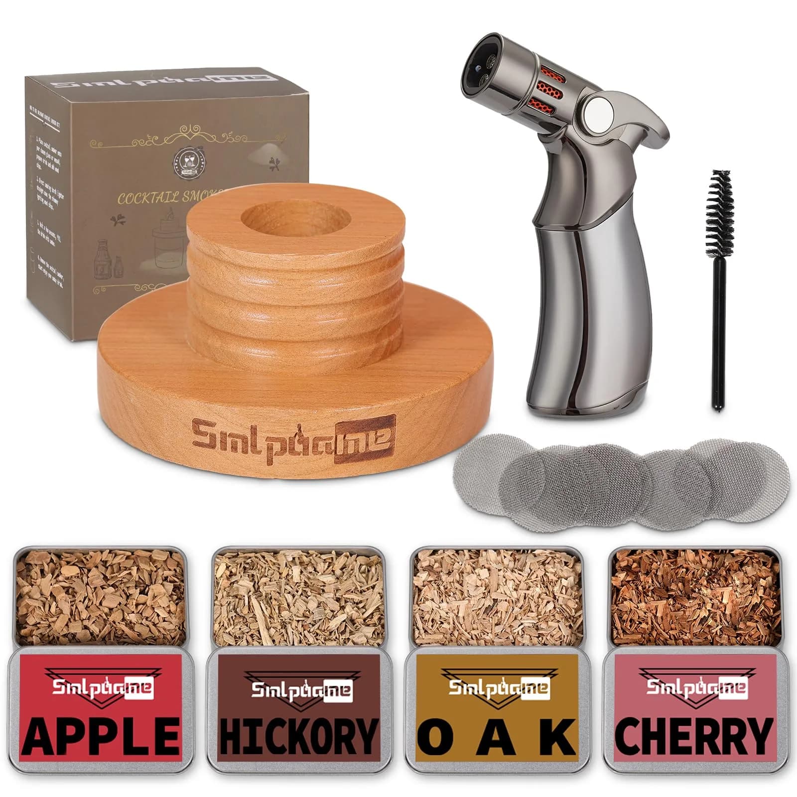 Smlpuame Cocktail Smoker Kit with 4 Wood Chip Flavors | Cherry Wood Infuser for Bourbon Whiskey Drinks — Cocktail Smoker with Torch Set thumbnail 1