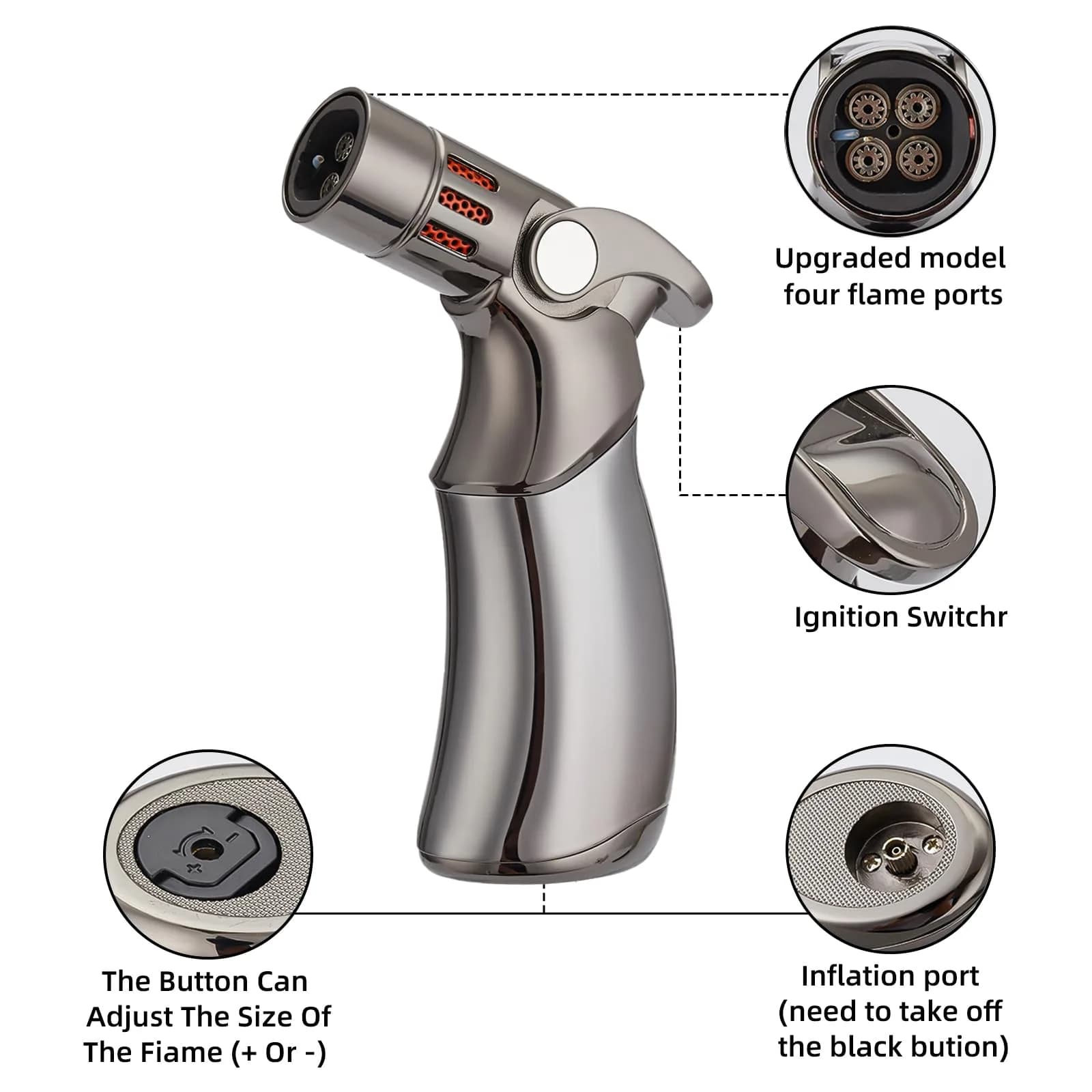 Smlpuame Cocktail Smoker Kit with 4 Wood Chip Flavors | Cherry Wood Infuser for Bourbon Whiskey Drinks — Cocktail Smoker with Torch Set thumbnail 3