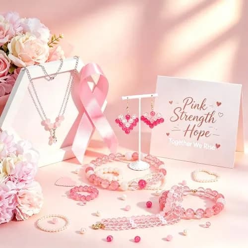 PH PandaHall 450pcs 8mm Pink Glass Beads | Breast Cancer Awareness Beads for Jewelry Making thumbnail 6