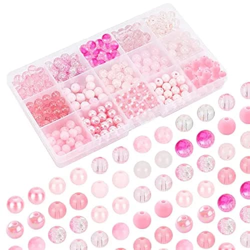 PH PandaHall 450pcs 8mm Pink Glass Beads | Breast Cancer Awareness Beads for Jewelry Making thumbnail 7
