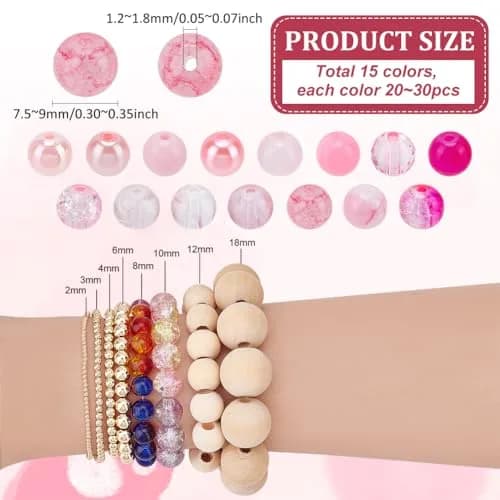 PH PandaHall 450pcs 8mm Pink Glass Beads | Breast Cancer Awareness Beads for Jewelry Making thumbnail 2
