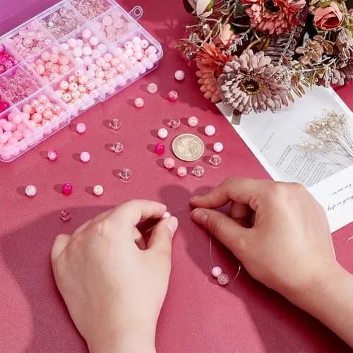 PH PandaHall 450pcs 8mm Pink Glass Beads | Breast Cancer Awareness Beads for Jewelry Making thumbnail 3