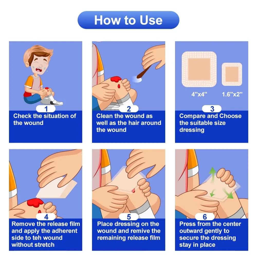 Niceful Silicone Foam Dressing 1.6x2 Inch (10 Pcs) | 5-Layer Absorbent Core for Wound Care - view 6