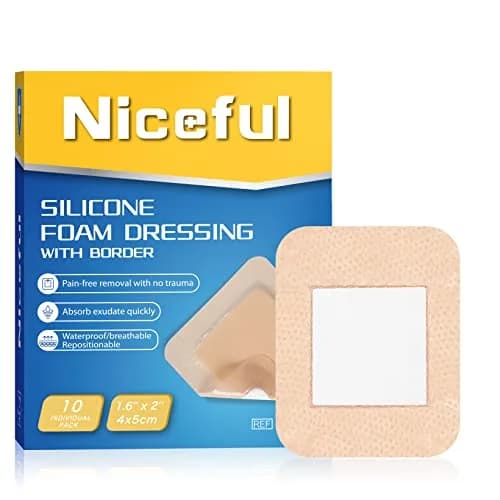 Niceful Silicone Foam Dressing 1.6x2 Inch (10 Pcs) | 5-Layer Absorbent Core for Wound Care thumbnail 1