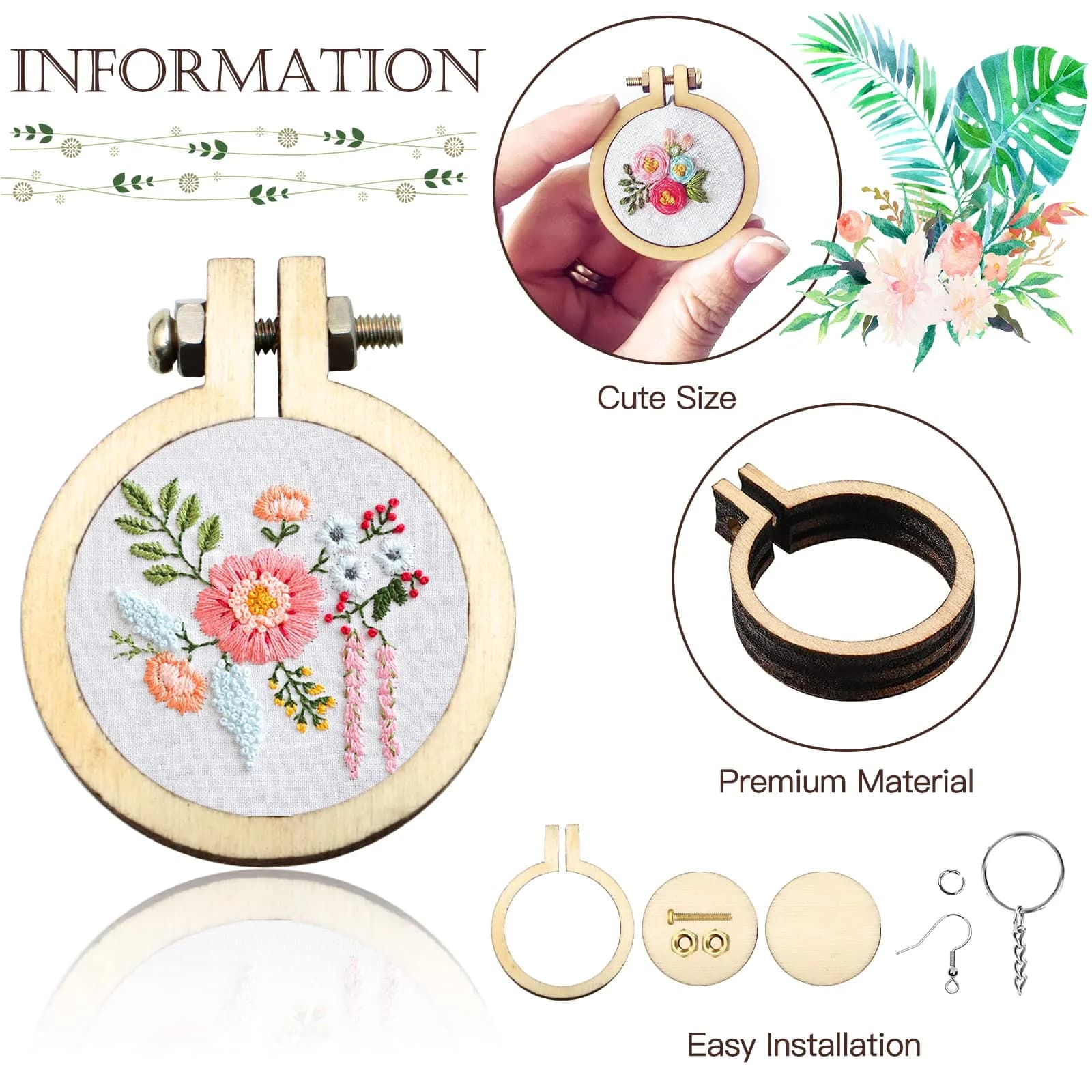 ZOCONE 40 Pack Round Mini Embroidery Hoops for DIY Crafts - view 4