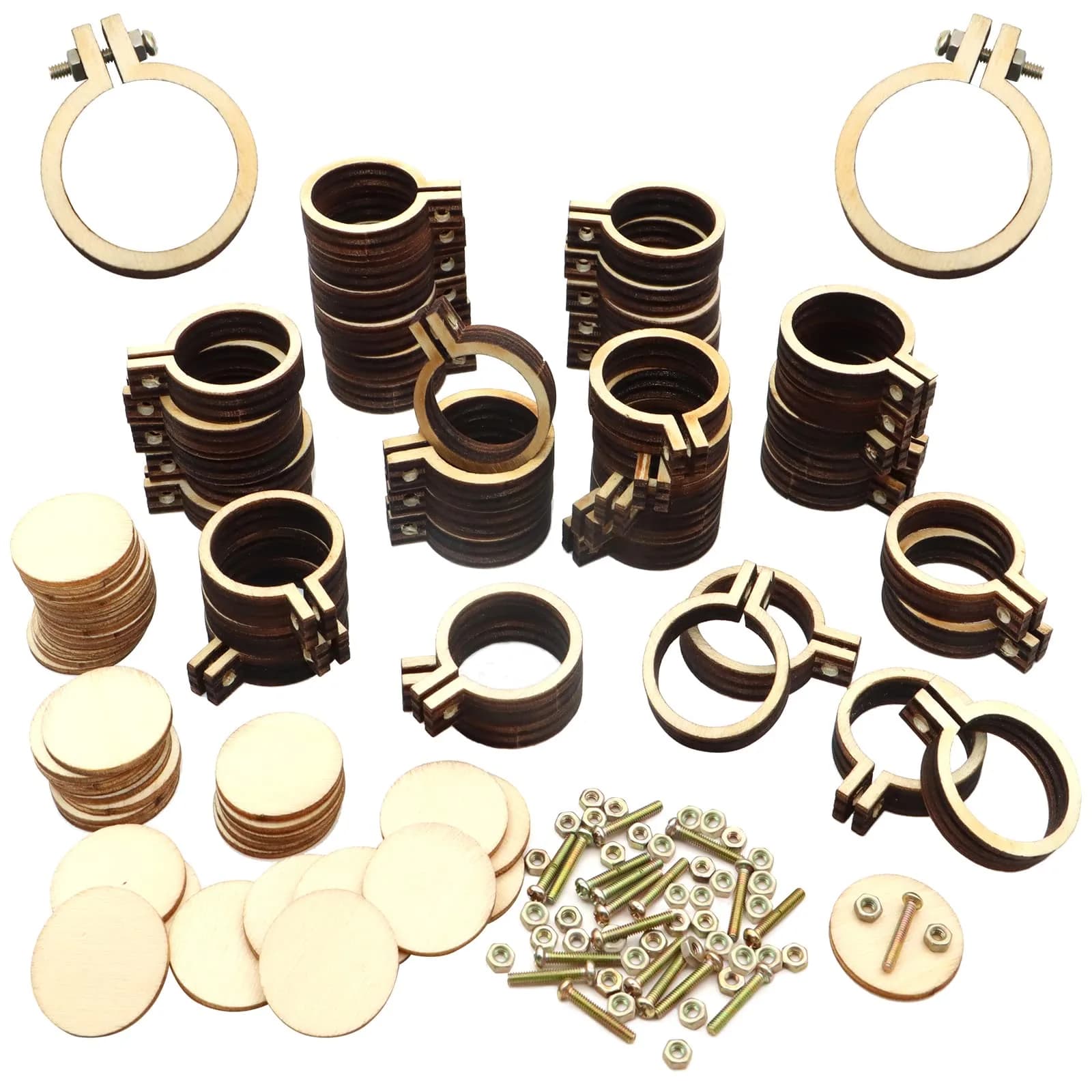 ZOCONE 20 Pack Mini Embroidery Hoops with Accessories | DIY Necklace Pendant & Keychain Craft — Round Hoops