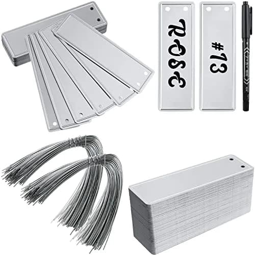 Ioffersuper Aluminum Plant Tags with Metal Wires - 200 Pack, 1 x 3.25 Inch | Waterproof Outdoor Garden Markers thumbnail 1