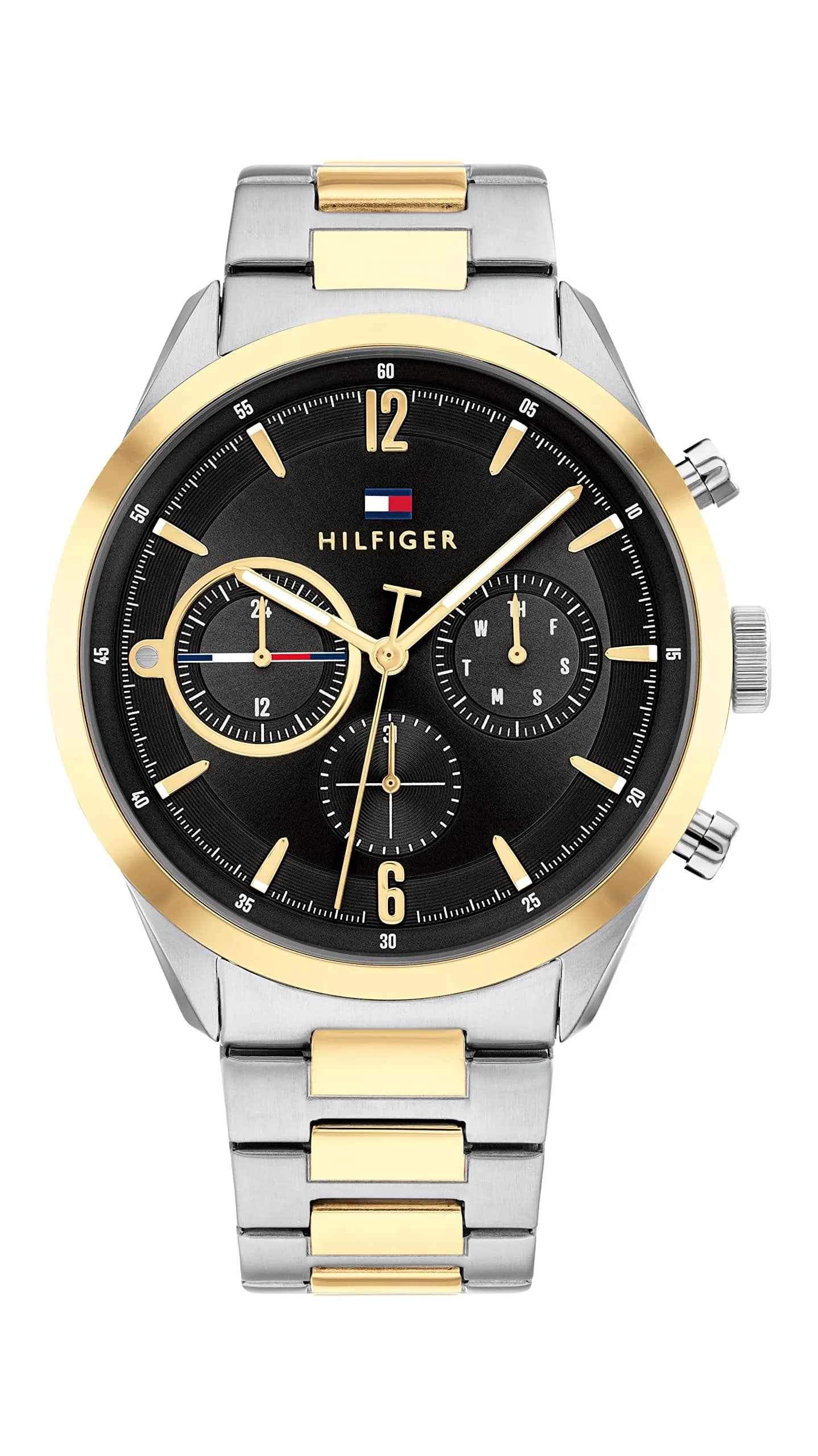 Tommy Hilfiger Men's Multifunction Two Tone Stainless Steel Watch, 44mm | Quartz, 50M Water-Resistant, Classic & Bold — Two Tone
