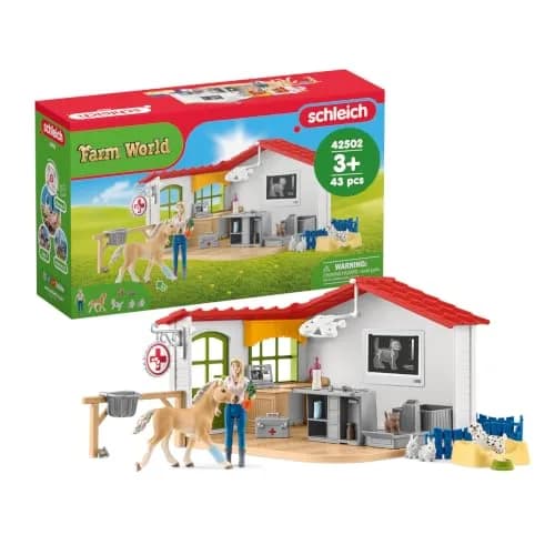 Schleich Farm World - 43Pc Veterinarian Practice with Pets | Interactive Animal Playset for Kids 3+ thumbnail 1