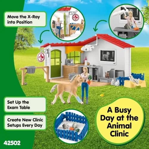 Schleich Farm World - 43Pc Veterinarian Practice with Pets | Interactive Animal Playset for Kids 3+ thumbnail 6