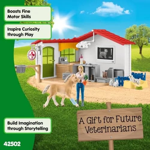 Schleich Farm World - 43Pc Veterinarian Practice with Pets | Interactive Animal Playset for Kids 3+ thumbnail 8