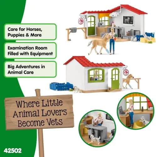 Schleich Farm World - 43Pc Veterinarian Practice with Pets | Interactive Animal Playset for Kids 3+ thumbnail 2