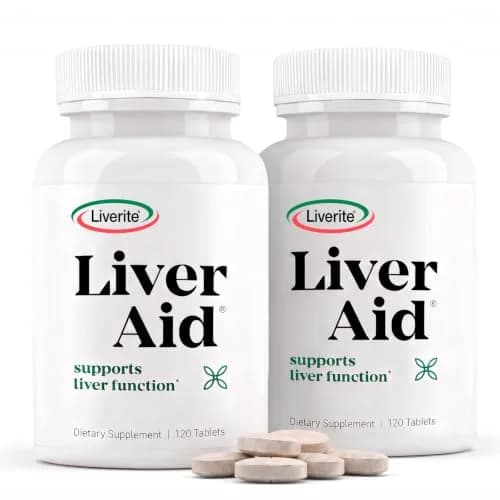 LIVERITE Liver Aid - Liver Support Supplement - 2 Bottles, 240 Tablets | Supports Liver Function & Energy thumbnail 1