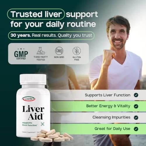 LIVERITE Liver Aid - Liver Support Supplement - 2 Bottles, 240 Tablets | Supports Liver Function & Energy thumbnail 7