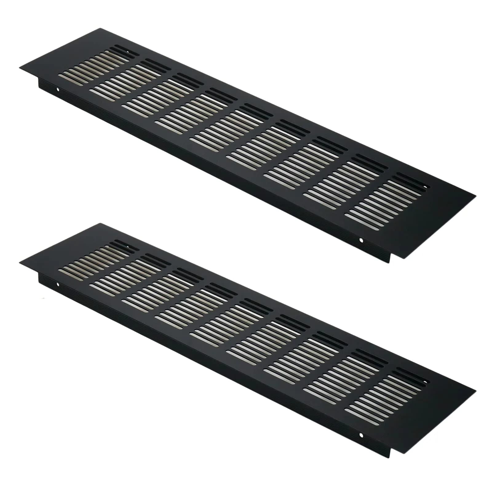 Geesatis Black Air Vent Covers 400 x 100 mm (15.7 x 4 Inch) | Rust-Proof Aluminum Alloy for Cabinets & Closets - main product image