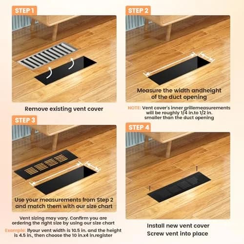 Geesatis Black Air Vent Covers 400 x 100 mm (15.7 x 4 Inch) | Rust-Proof Aluminum Alloy for Cabinets & Closets thumbnail 4