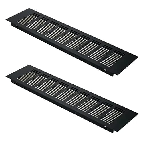 Geesatis Black Air Vent Covers 400 x 100 mm (15.7 x 4 Inch) | Rust-Proof Aluminum Alloy for Cabinets & Closets thumbnail 1