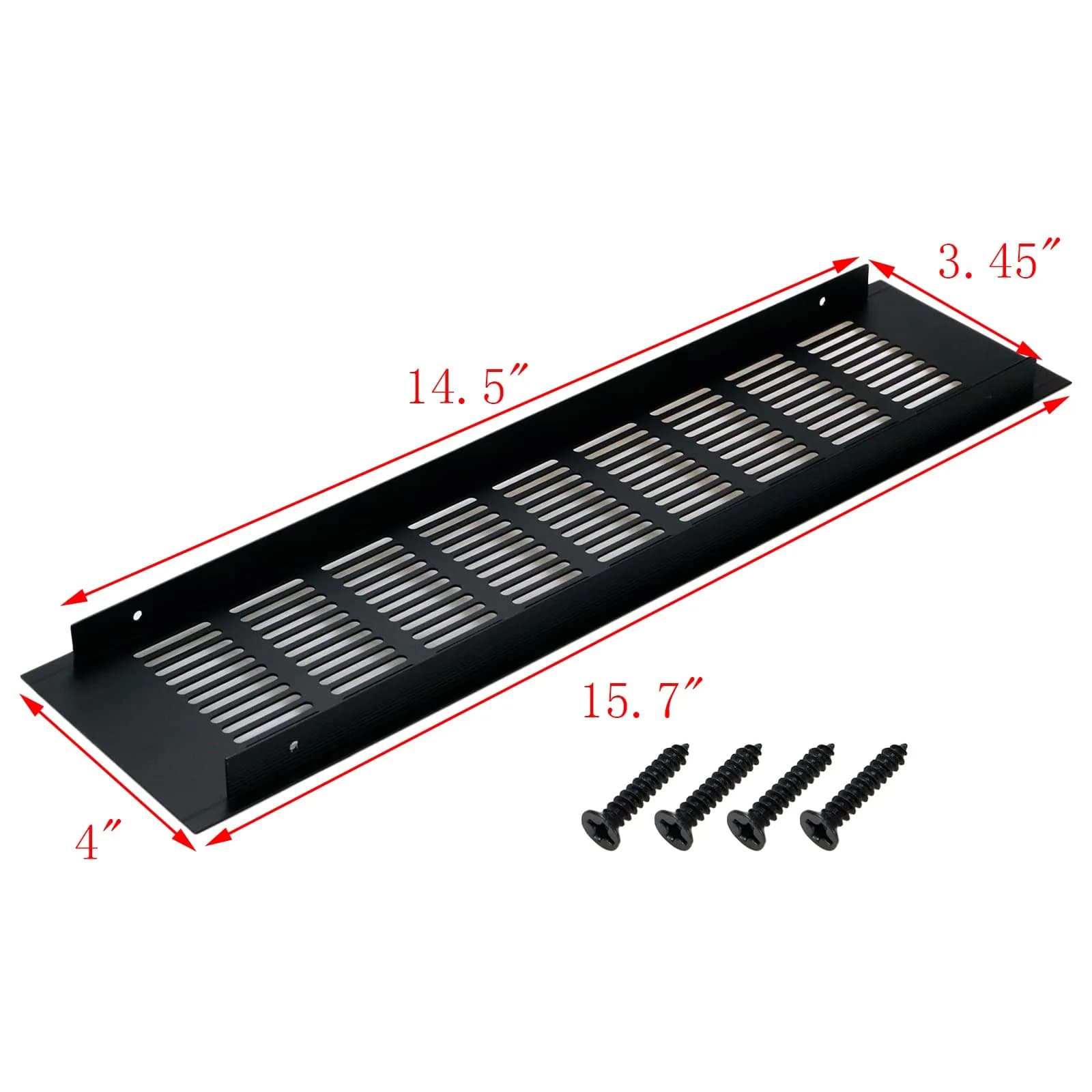 Geesatis Black Air Vent Covers 400 x 100 mm (15.7 x 4 Inch) | Rust-Proof Aluminum Alloy for Cabinets & Closets - view 2