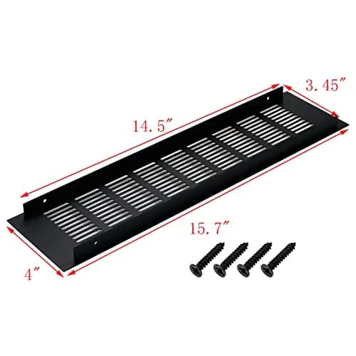 Geesatis Black Air Vent Covers 400 x 100 mm (15.7 x 4 Inch) | Rust-Proof Aluminum Alloy for Cabinets & Closets thumbnail 2