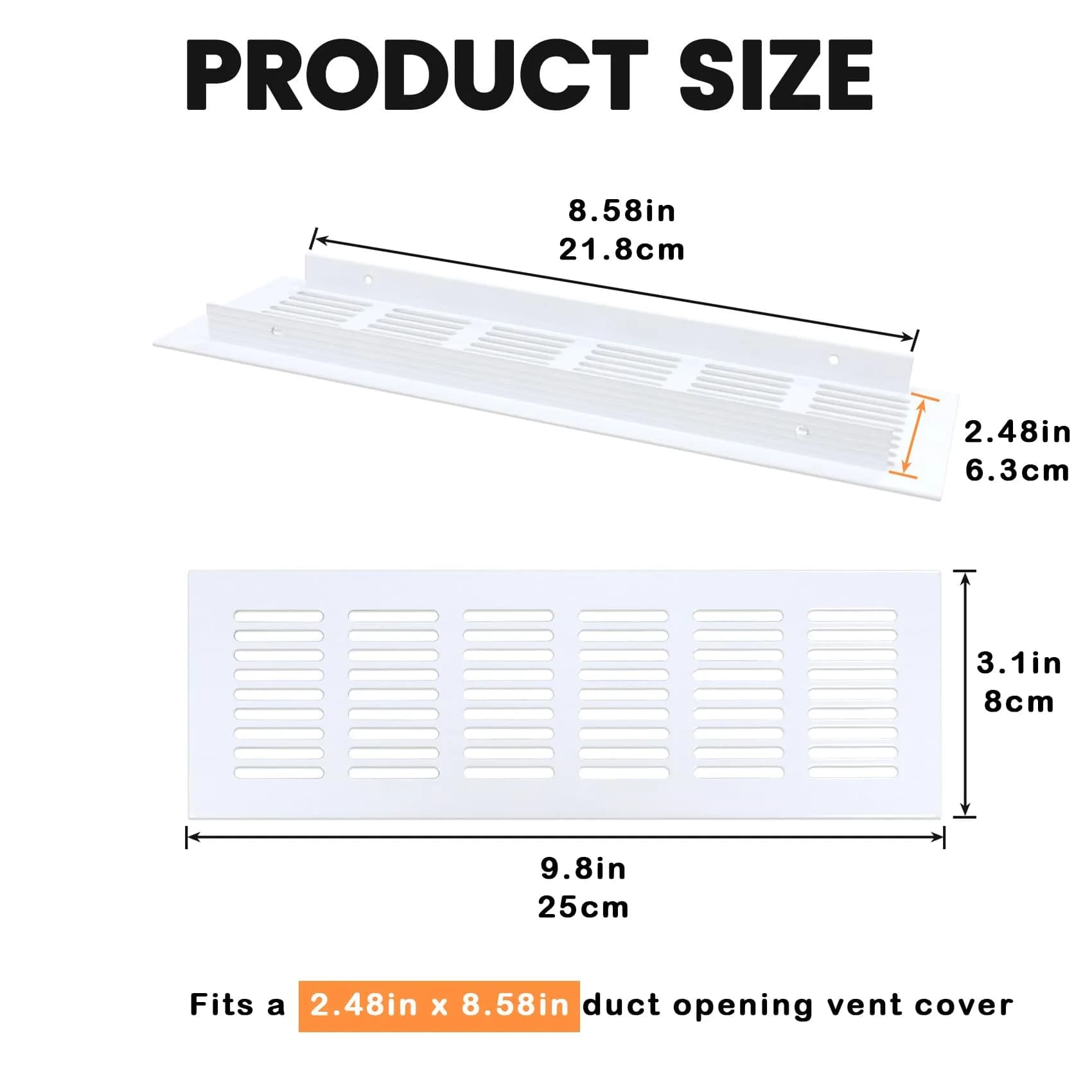 Geesatis Black Air Vent Covers 400 x 100 mm (15.7 x 4 Inch) | Rust-Proof Aluminum Alloy for Cabinets & Closets - view 2