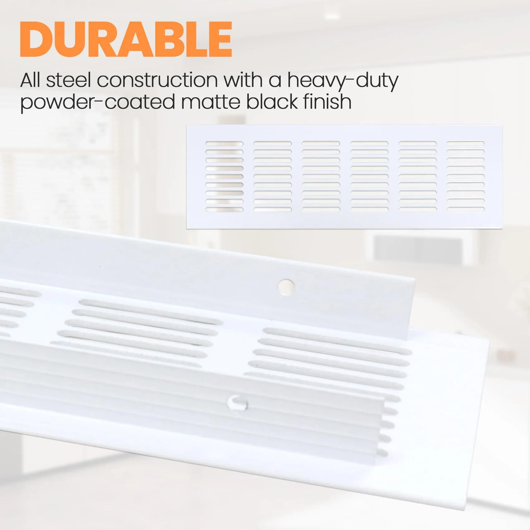 Geesatis Black Air Vent Covers 400 x 100 mm (15.7 x 4 Inch) | Rust-Proof Aluminum Alloy for Cabinets & Closets - view 3