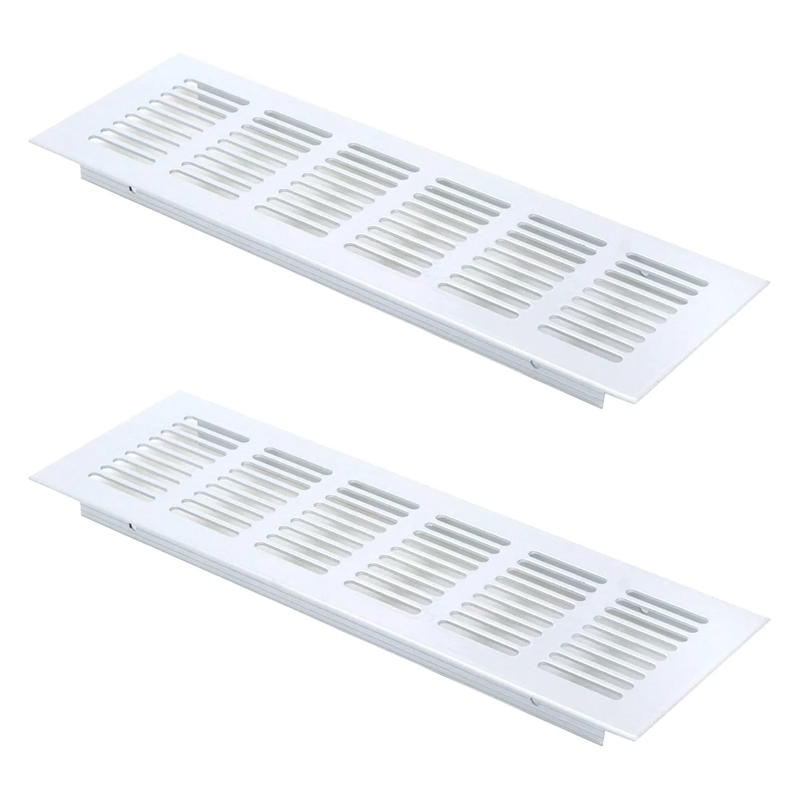 Geesatis Black Air Vent Covers 400 x 100 mm (15.7 x 4 Inch) | Rust-Proof Aluminum Alloy for Cabinets & Closets — White / 9.8 x 3.1 inch