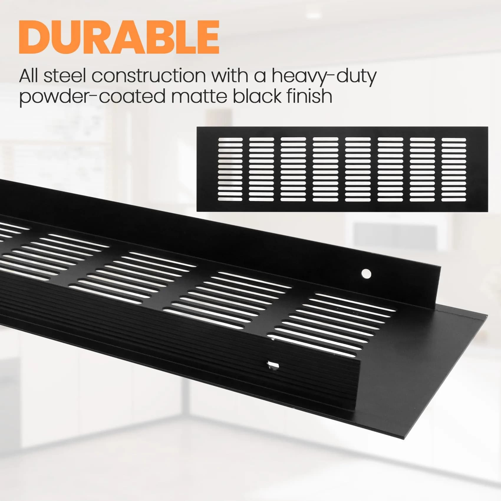 Geesatis Black Air Vent Cover 13.8 x 4 Inch | Rust-Proof Aluminum Alloy for Cabinets & Closets - view 3