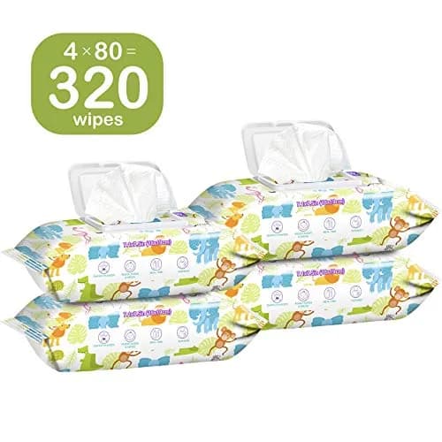 HAPPY BUM Baby Wet Wipes Unscented 320 Count | Gentle on Sensitive Skin, Extra Large Size thumbnail 4