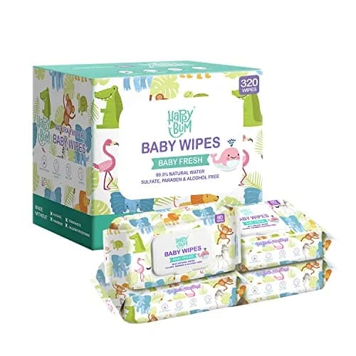 HAPPY BUM Baby Wet Wipes Unscented 320 Count | Gentle on Sensitive Skin, Extra Large Size thumbnail 8