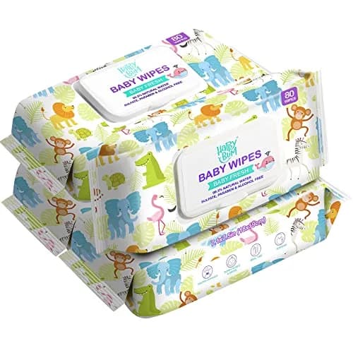 HAPPY BUM Baby Wet Wipes Unscented 320 Count | Gentle on Sensitive Skin, Extra Large Size thumbnail 9