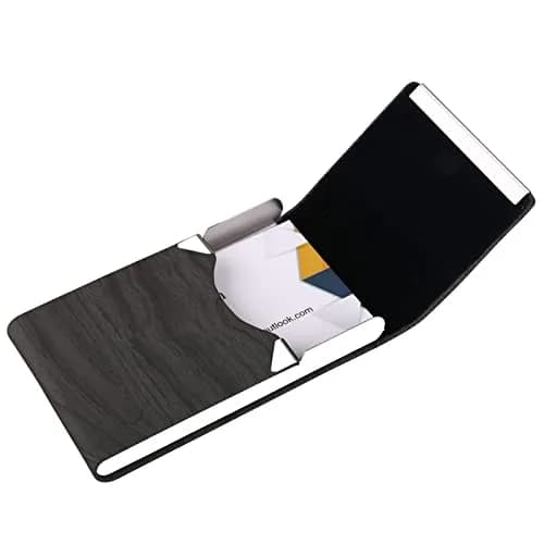 JuneLsy Professional PU Leather Business Card Holder Case with Magnetic Shut (BlackDM) | Holds 15-20 Cards thumbnail 2