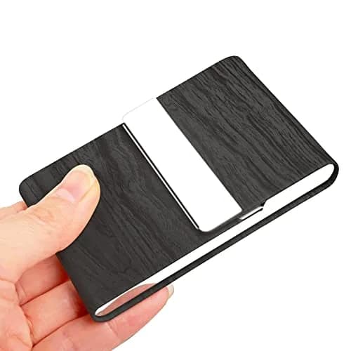 JuneLsy Professional PU Leather Business Card Holder Case with Magnetic Shut (BlackDM) | Holds 15-20 Cards thumbnail 3