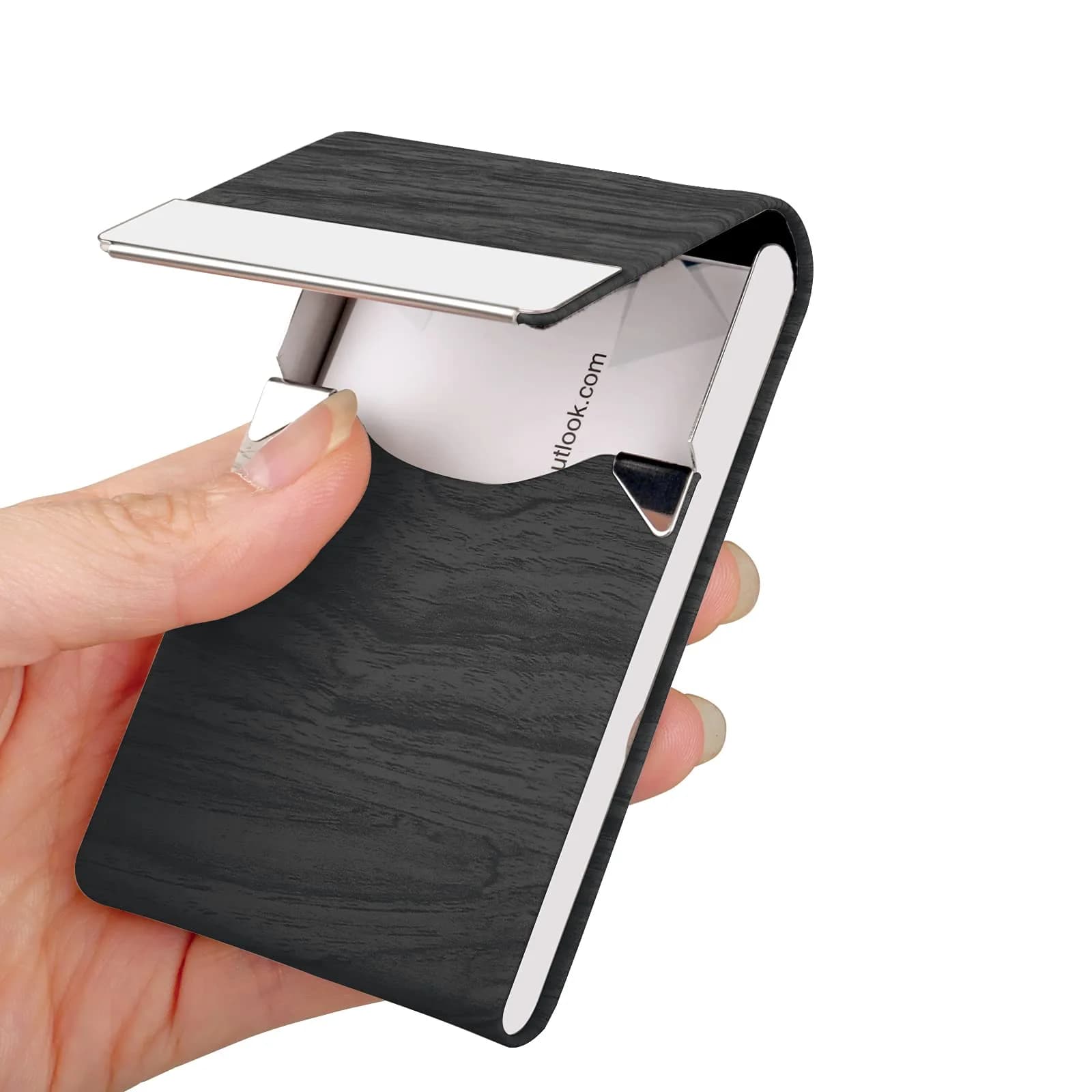JuneLsy Professional PU Leather Business Card Holder Case with Magnetic Shut (BlackDM) | Holds 15-20 Cards - main product image