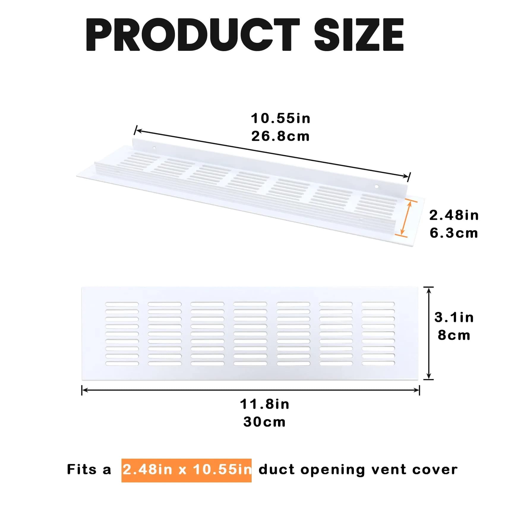 Geesatis White Air Vent Covers - 11.8 x 3.1 Inch Rust-Proof Aluminum Alloy for Cabinets & Closets - view 2