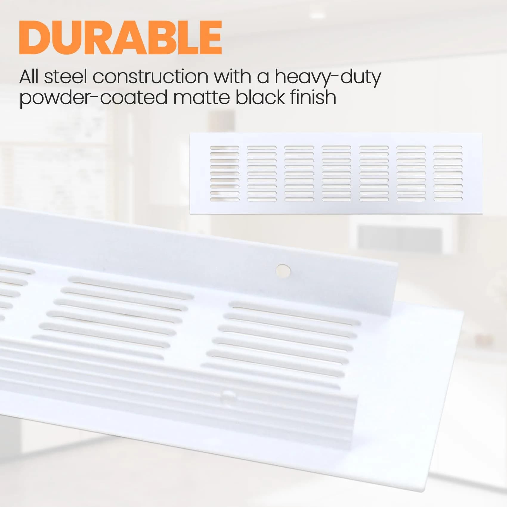 Geesatis White Air Vent Covers - 11.8 x 3.1 Inch Rust-Proof Aluminum Alloy for Cabinets & Closets - view 3