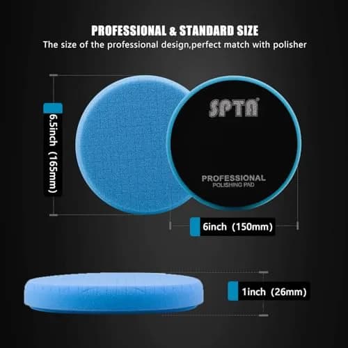SPTA Blue T60 Moderate-Cut Foam Polishing Pads 16.5cm (6.5 Inch) | Remove Sanding Marks & Oxidation thumbnail 2