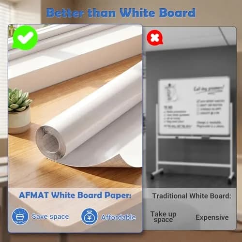 AFMAT Whiteboard Sticker 17.3" x 78" | No Ghost, Peel & Stick Dry Erase Wallpaper thumbnail 3