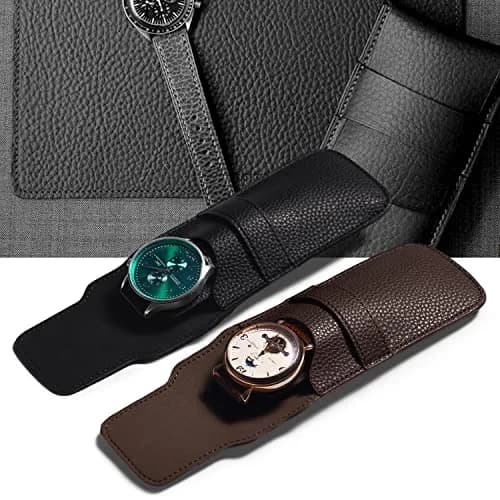 Woodten Brown PU Leather Watch Pouch | Slim Travel Storage Bag for Jewelry & Watches thumbnail 2