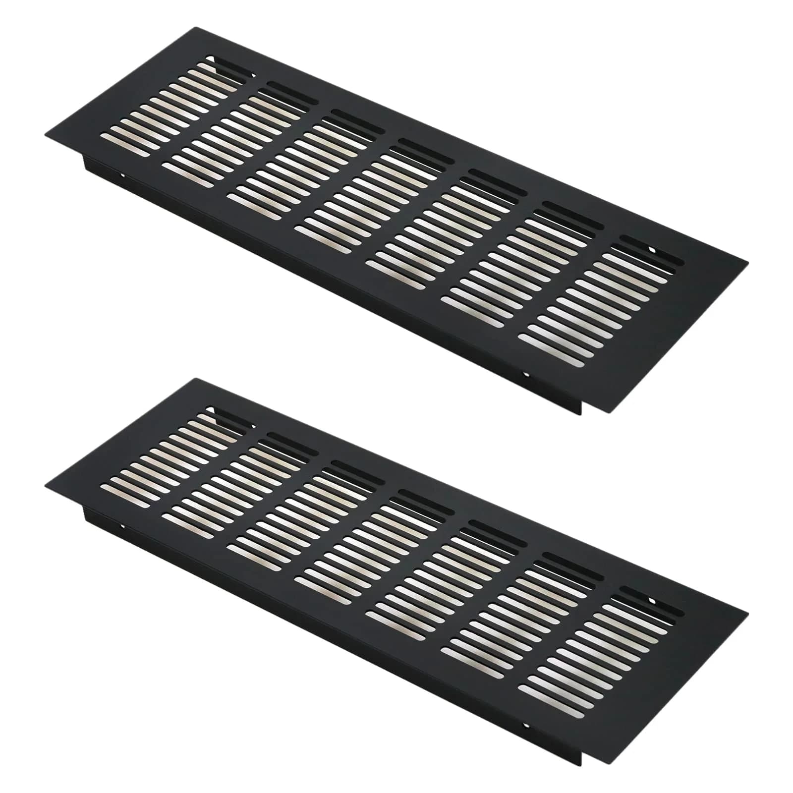 Geesatis Black Air Vent Cover - 11.8 x 4 Inch | Rust-Proof Aluminum Alloy for Cabinets & Closets - main product image