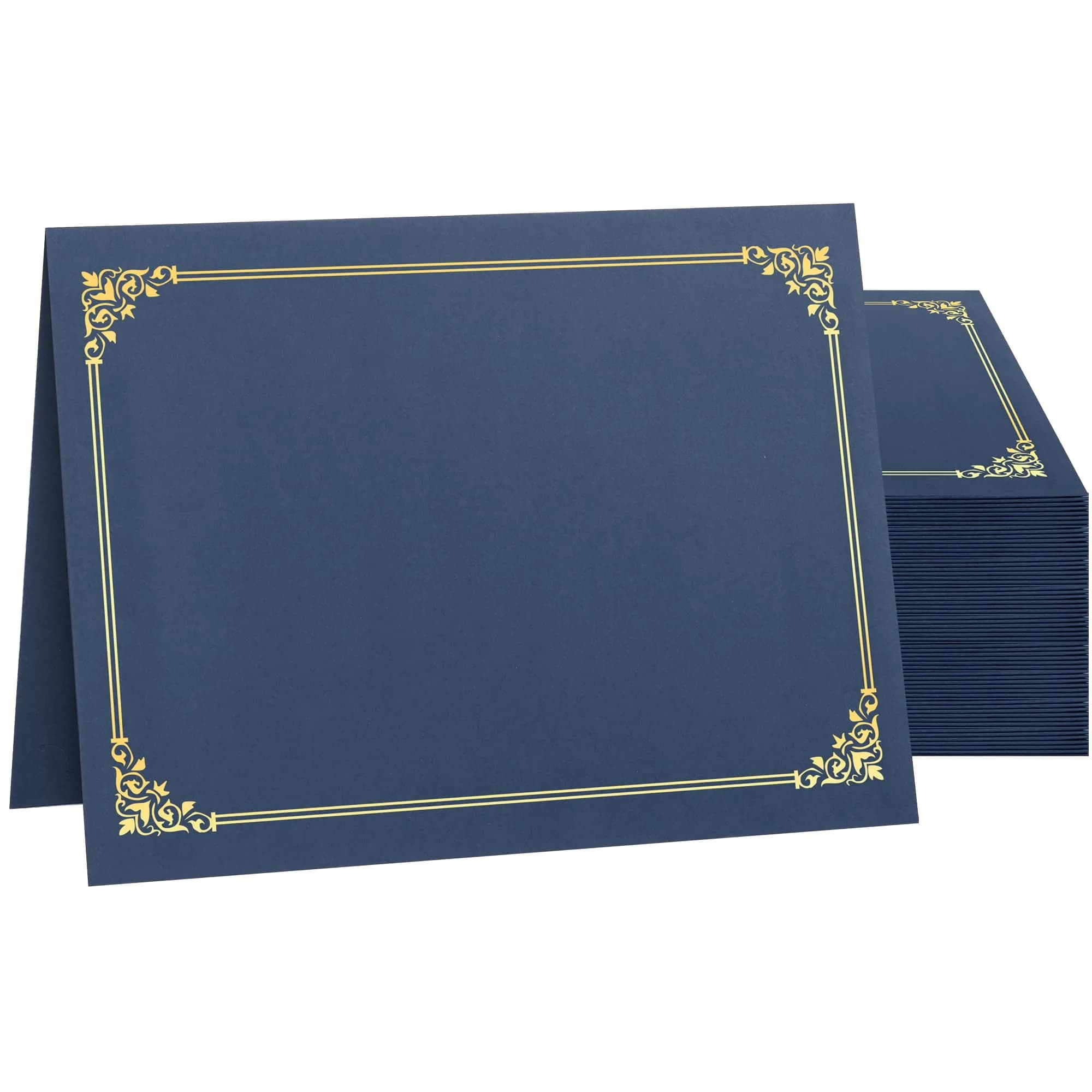 SUNEE Navy Blue Certificate Holders with Gold Foil Border, 50 Packs, Letter Size 8.5x11 Inches | Diploma Covers for Awards and Documents — Navy Blue