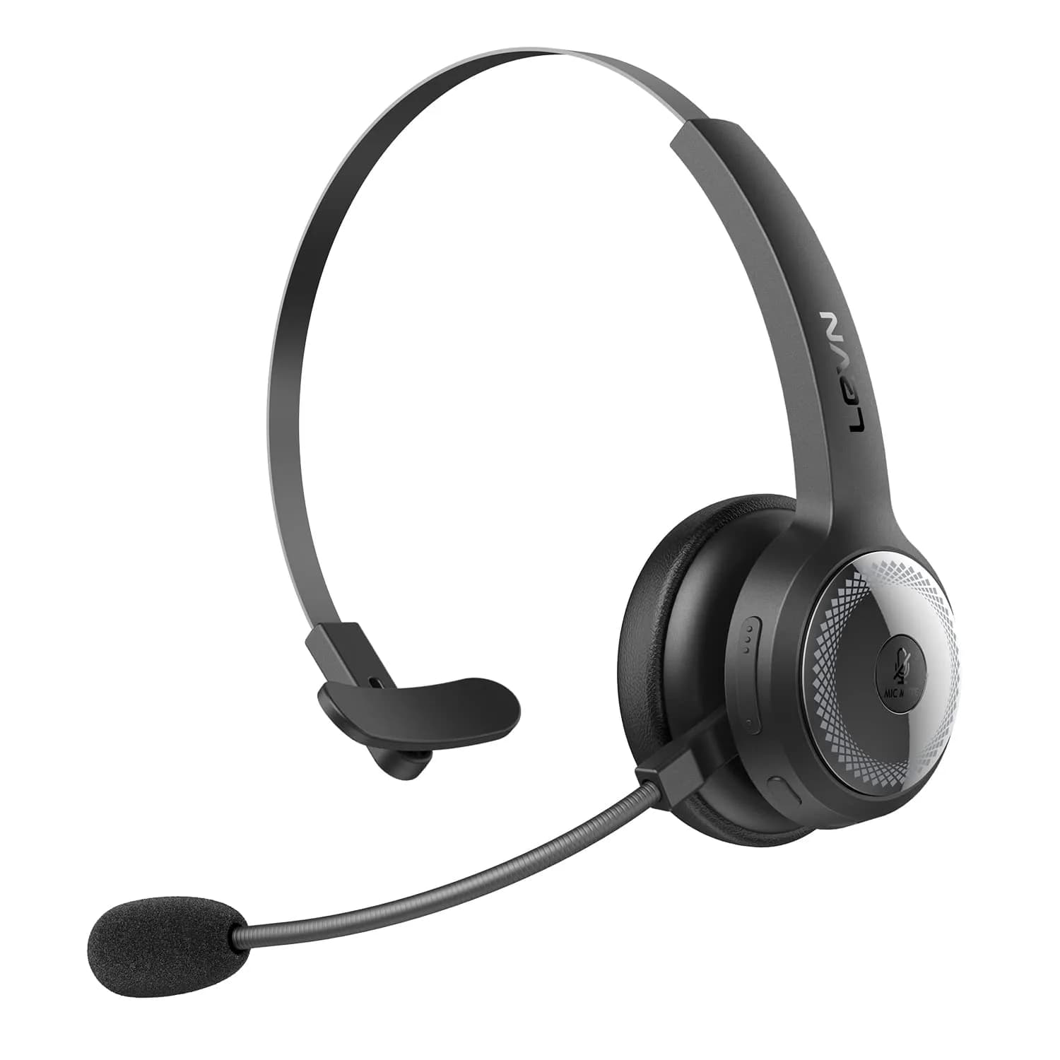 LEVN Bluetooth Headset with Microphone & Mute Button, 60Hrs Talk Time, On-Ear AI Noise Cancelling Headphones | Bluetooth 5.2 Multipoint - main product image