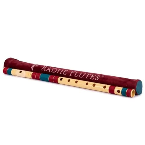 Radhe Flutes C Natural Bansuri | 49 cm (19.3 in) | Tuned to A=440Hz | PVC Flute with Velvet Cover & Lessons thumbnail 5