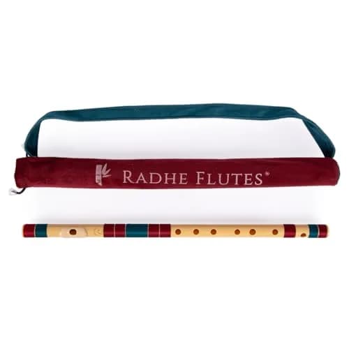 Radhe Flutes C Natural Bansuri | 49 cm (19.3 in) | Tuned to A=440Hz | PVC Flute with Velvet Cover & Lessons thumbnail 1