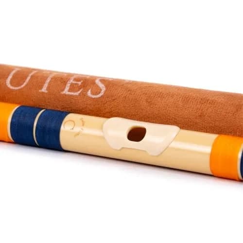 Radhe Flutes C Natural Bansuri | 51cm (20.1in) | Tuned A=440Hz, PVC Fiber, Dark Blue & Orange Threads thumbnail 8
