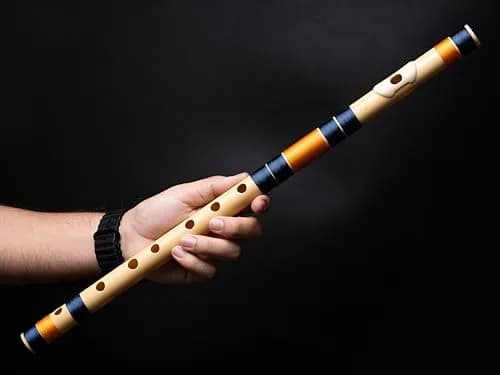 Radhe Flutes C Natural Bansuri | 51cm (20.1in) | Tuned A=440Hz, PVC Fiber, Dark Blue & Orange Threads thumbnail 9