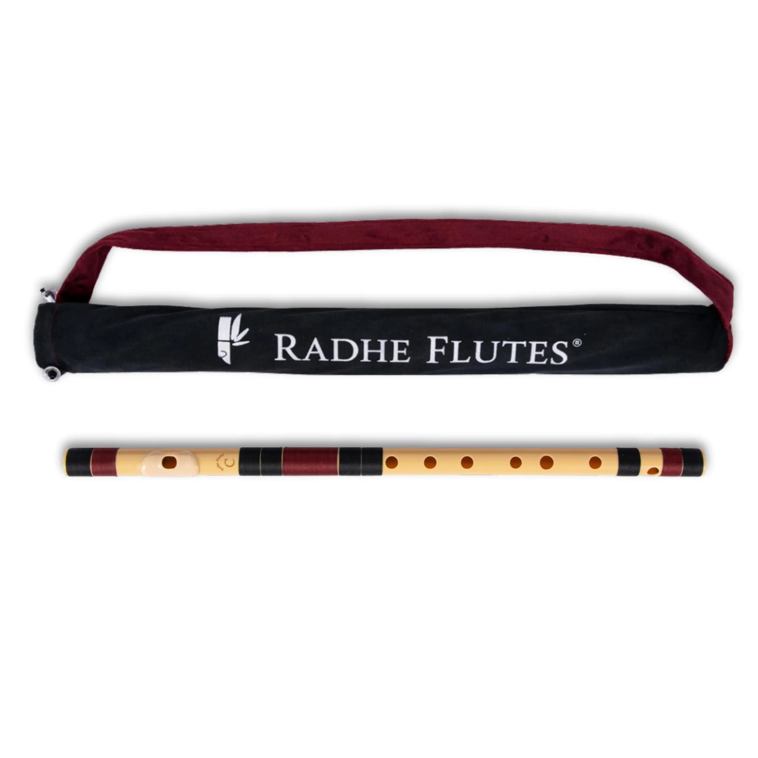 Radhe Flutes PVC Fiber C Natural Bansuri 49cm (19.3in) | Beginner Flute with Online Course — Black