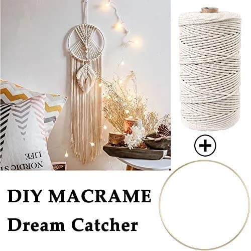 ZXCDINO 152pcs Macrame Kit for Beginners: Natural Cotton Cord, Wooden & Metal Rings, Beads & Hoops for Home Decor thumbnail 7