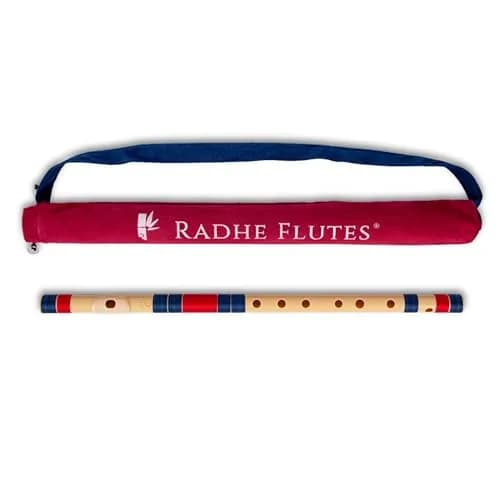 Radhe Flutes C Natural Bansuri | Dark Blue & Red | Tuned A=440Hz | PVC Fiber Flute with Velvet Cover — Blue,Red